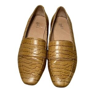 J.Jill Womens Adelaide Embossed Cognac Croc Slip On Flat Loafers - Size 6.5